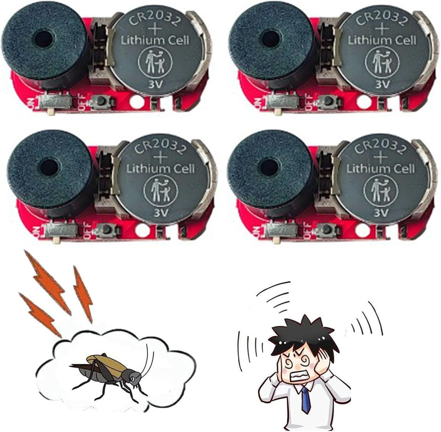 4 Pack New 20 Sounds Annoyatron Noise Maker Prank, Prank Noise Maker Hidden, Beeping Several Months, Office Pranks for Coworkers, Devices to Annoy Neighbors, Funny Office Pranks for Adults (Red)