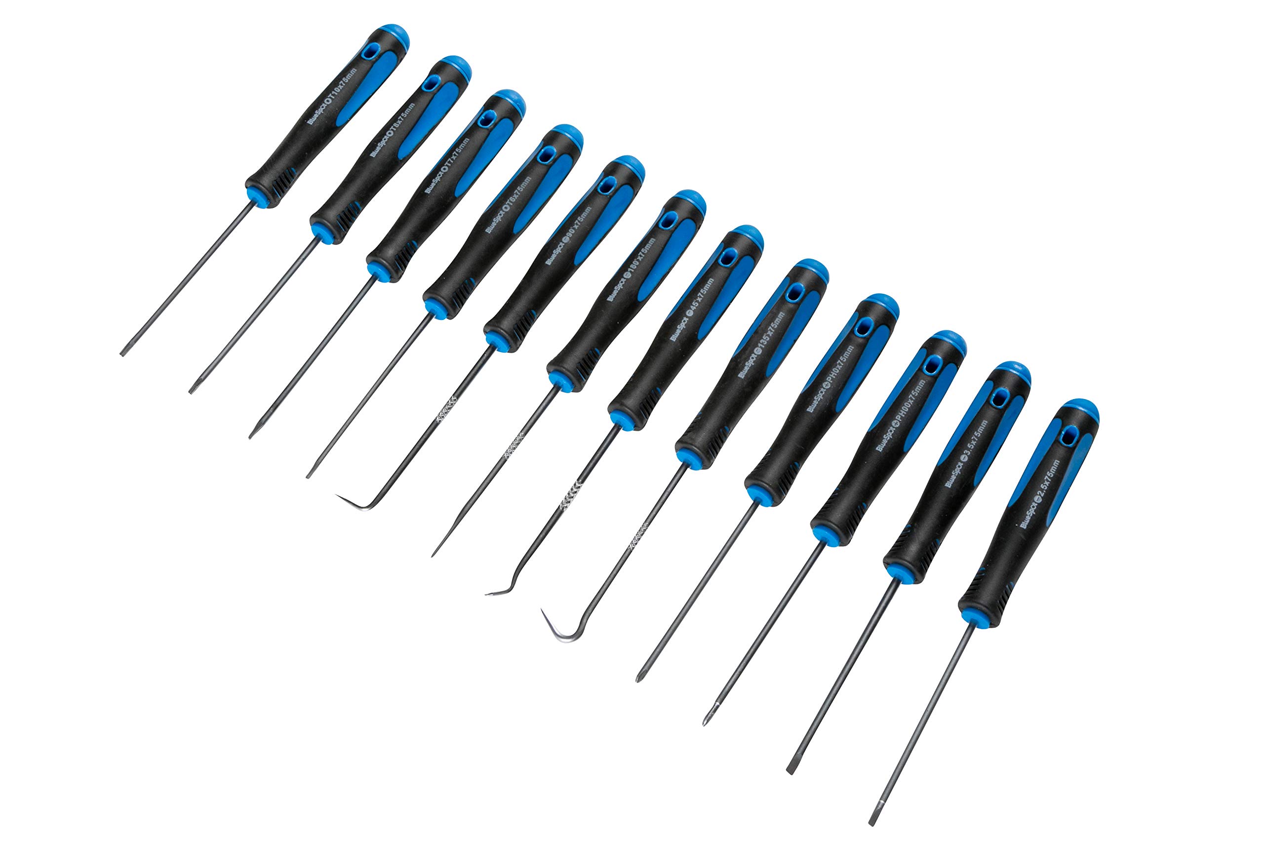 Bluespot 12pc Pick And Hook Set Plus Precision Screwdriver Torx Flat & Phillips