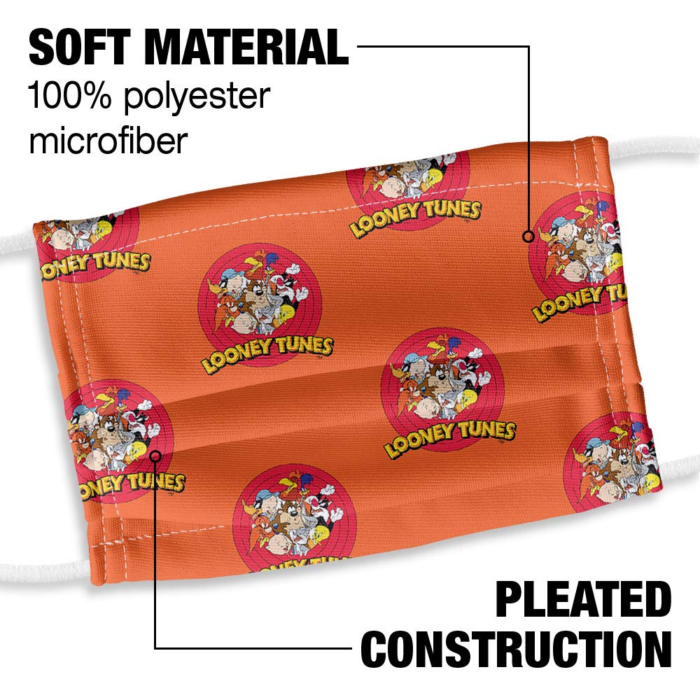 Popfunk Looney Tunes Kids Group A Pattern 1-Ply Reusable Face Mask Covering