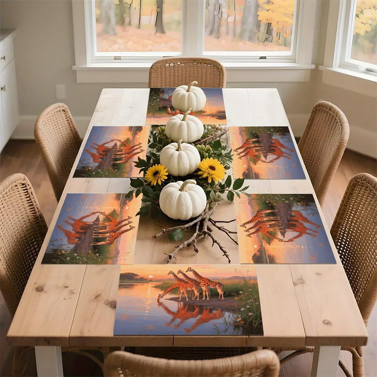 Giraffe Placemats Heat Resistant Non-Slip Place Mats Washable Wipeable Table Mat Kitchen Dining Table Decoration Placemats Indoor Outdoor Place Mats 17.7’’×11.8’’
