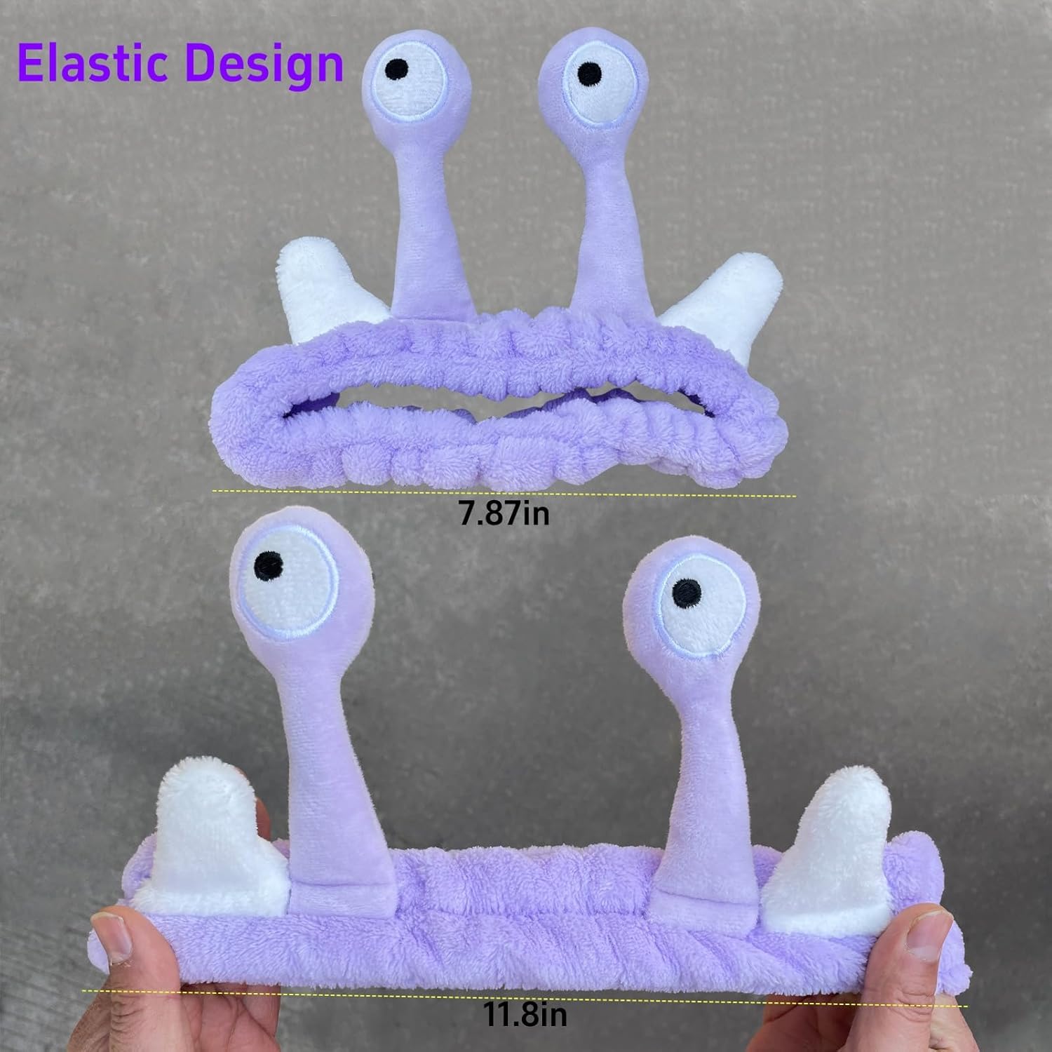 Snail Headband for Women & Girls,Cute Coral Fleece Elastic Spa Headband for Face Wash,Skin Care,and Makeup (Purple) - Image 4