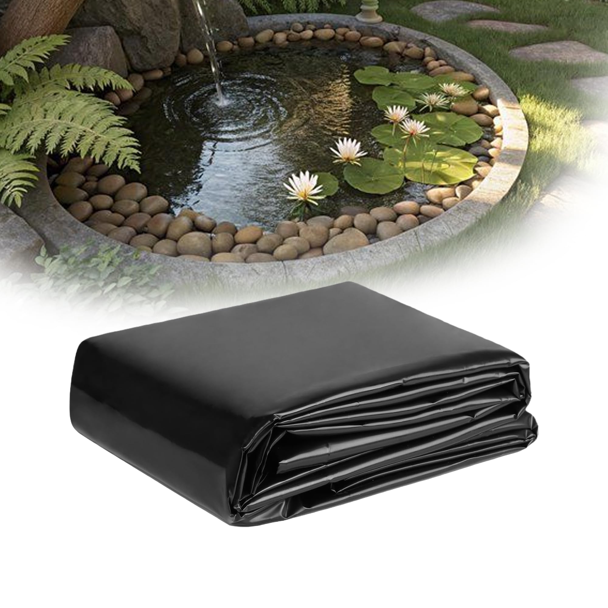 Liner Bassin Jardin 4x14m en Plastique Polyéthylène Noir Durable