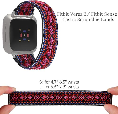 Miniatura 2 de TOYOUTHS Paquete de 2 bandas compatibles con Fitbit Versa 3 bandas de repuesto para Fitbit Sense, correa elástica de nailon, para mujeres y hombres,