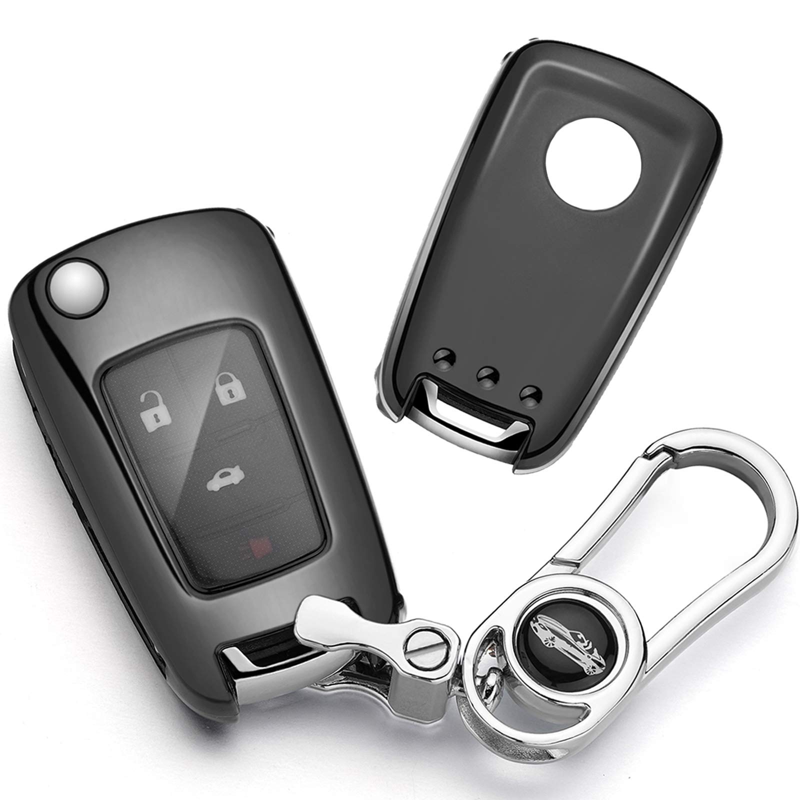 RYE TPU Car Key Fob Cover for Vauxhall & Opel,2-3 Buttons Car Key Protective Case with Keychain, Suitable for Corsa/Astra/Mokka/Sport/Adam/Vectra/Zafira/Merica/Insigania,etc.- Black