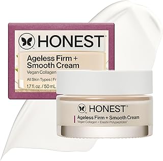 Honest Beauty Ageless Firm and Smooth Cream, Powered by Vegan Collagen Elastin Polypeptides, Firmer Smoother Looking Skin, Fragrance Free, EWG Verified, Cruelty-Free, 1.7 fl oz EWG Verified