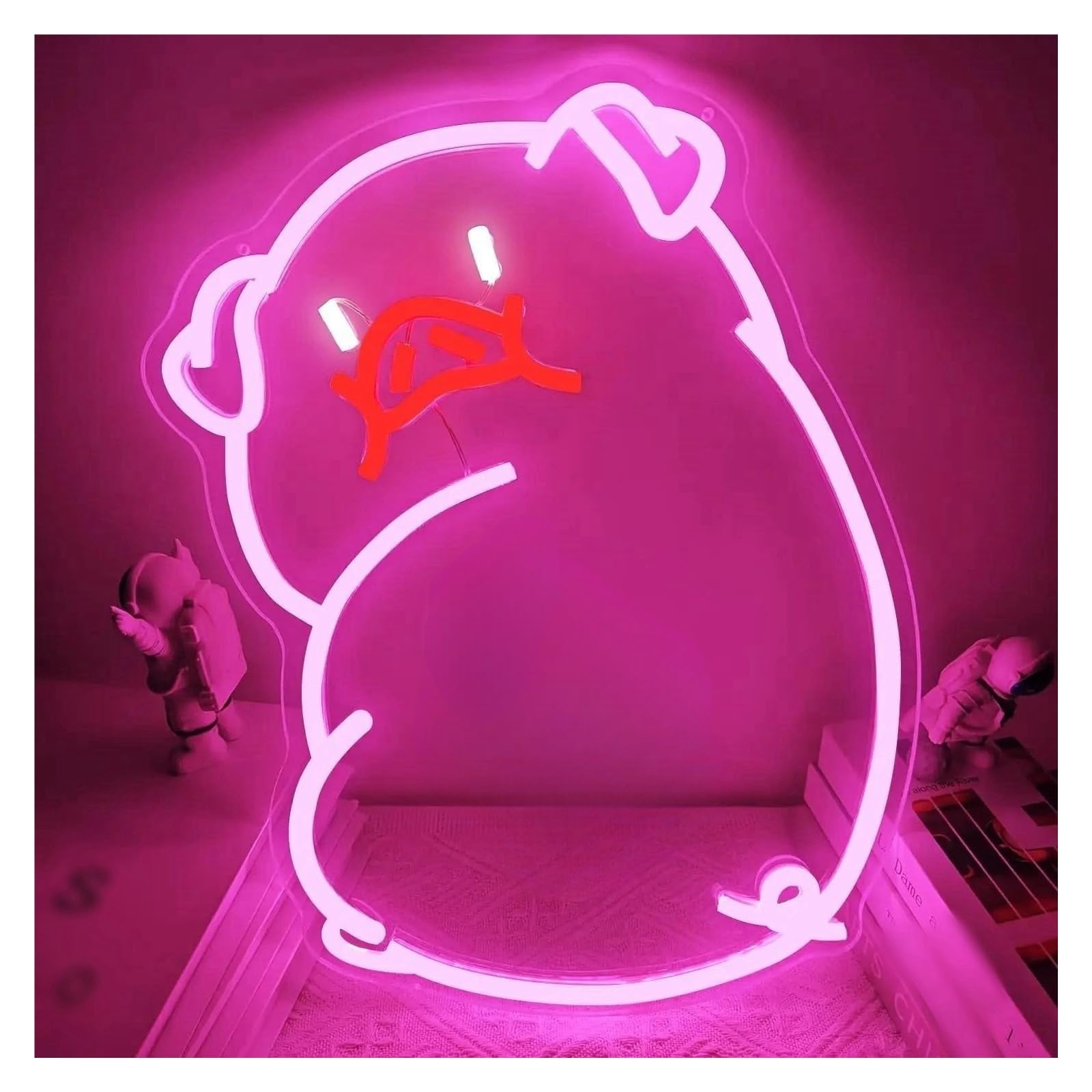 LEMST Signs Lamp Pig Neon Sign for Wall Decor Dimmable Pink Animal Neon Light Sign for Bedroom 28x38.5cm
