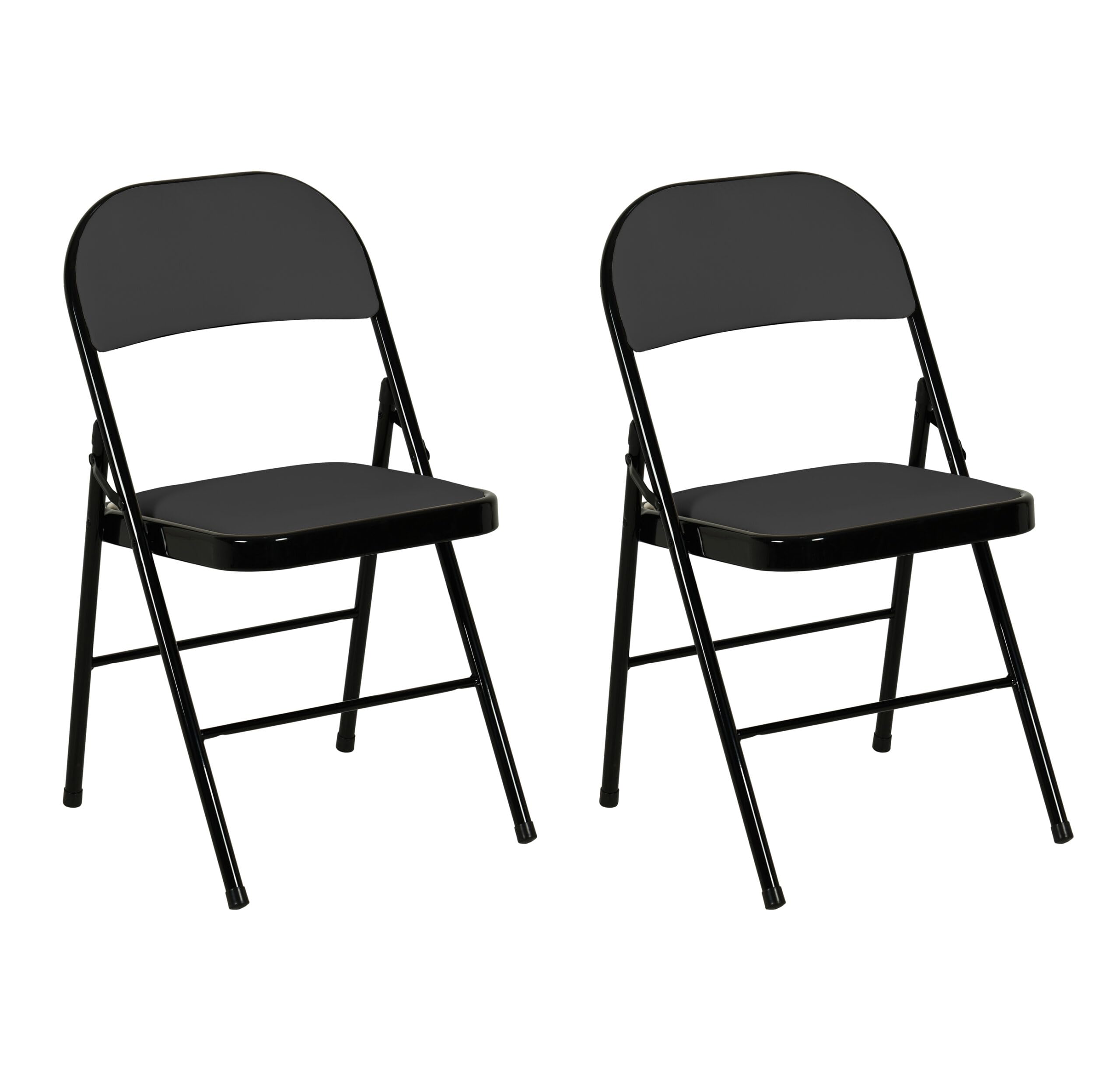 Lot de 2 chaises Pliantes Confortables rembourrées en PVC - Noir
