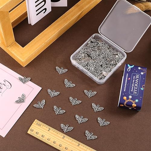 Miniatura 8 de SUNNYCLUE Dijes de mariposa de Halloween a granel para hacer joyas, aretes y manualidades, aleación, No es una piedra preciosa