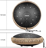 Vista 5 de Tambor de Lengua de Acero de 13 Pulgadas 15 Notas, LEKATO Tambor de Acero Clave C Principiante/Profesional Zen Tambor de Percusión para Meditación