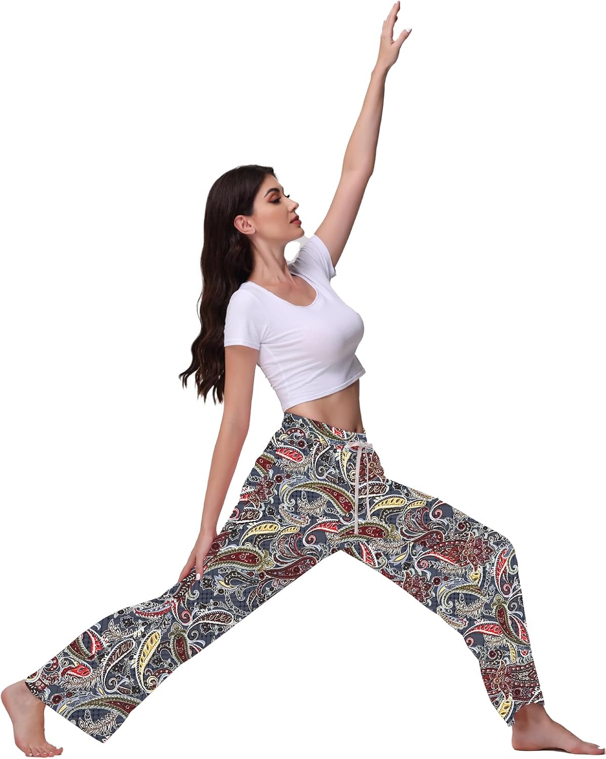 Veseacky Women's Comfy Stretch Drawstring Wide Leg Lounge Casual Pants Pajamas Bottoms Dance Bottoms S-4XL