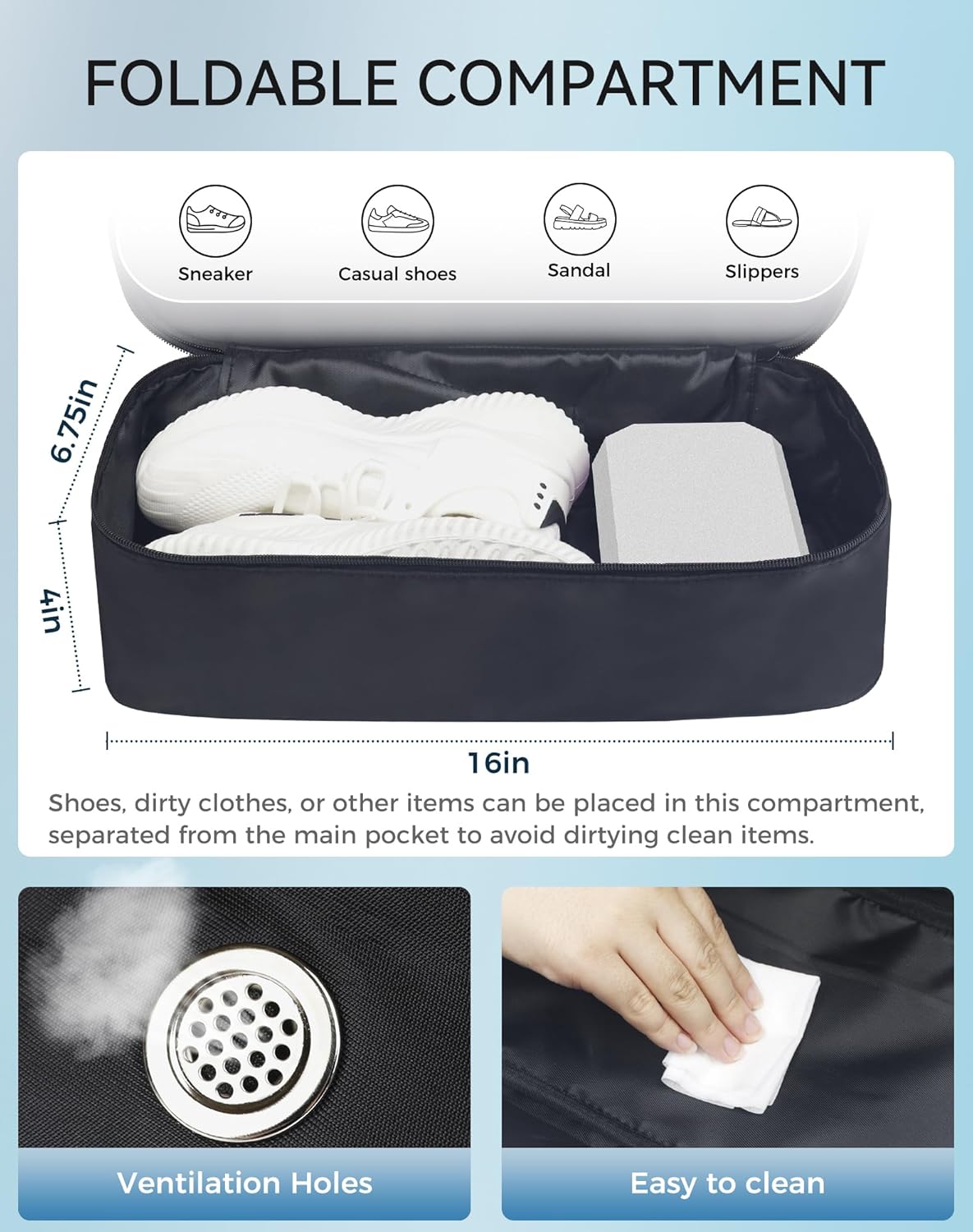 Fmeida Gym Bag for Women, 30L Expandable Travel Bags with Shoe Compartment, Sports Yoga Bag with Wet Pocket - Image 3