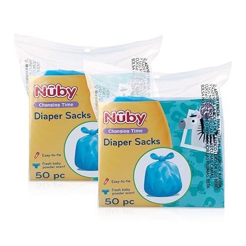 Nuby Bolsas desechables para pañales, aroma fresco de polvo para bebé, paquete de 2 (50 unidades cada paquete)