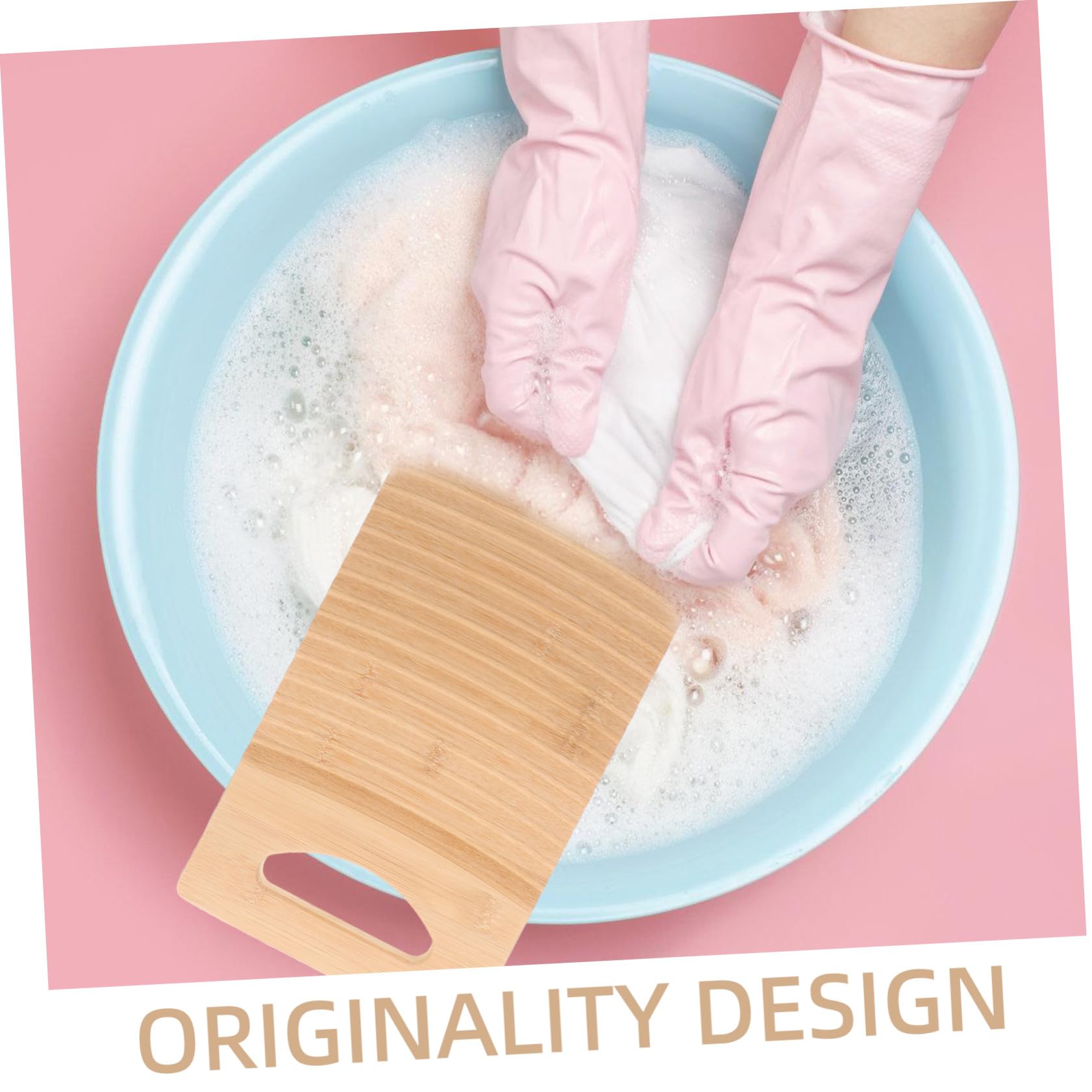 Ipetboom Asse per Lavare i Panni in Bambù Design Ergonomico, Lavatoio Manuale Antiscivolo 40x18x1,8 Cm per Sciarpe e Asciugamani