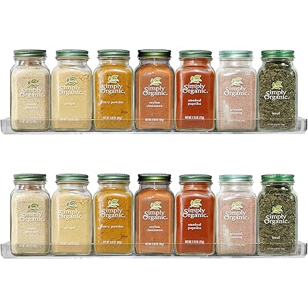 Urban Deco Acrylic Spice Rack Wall Mount, 15” Clear Spice Rack Organizer, Easy to Install Hanging Spice Rack Shelves for Cabinet Kitchen, Pantry Door(2 Pack)