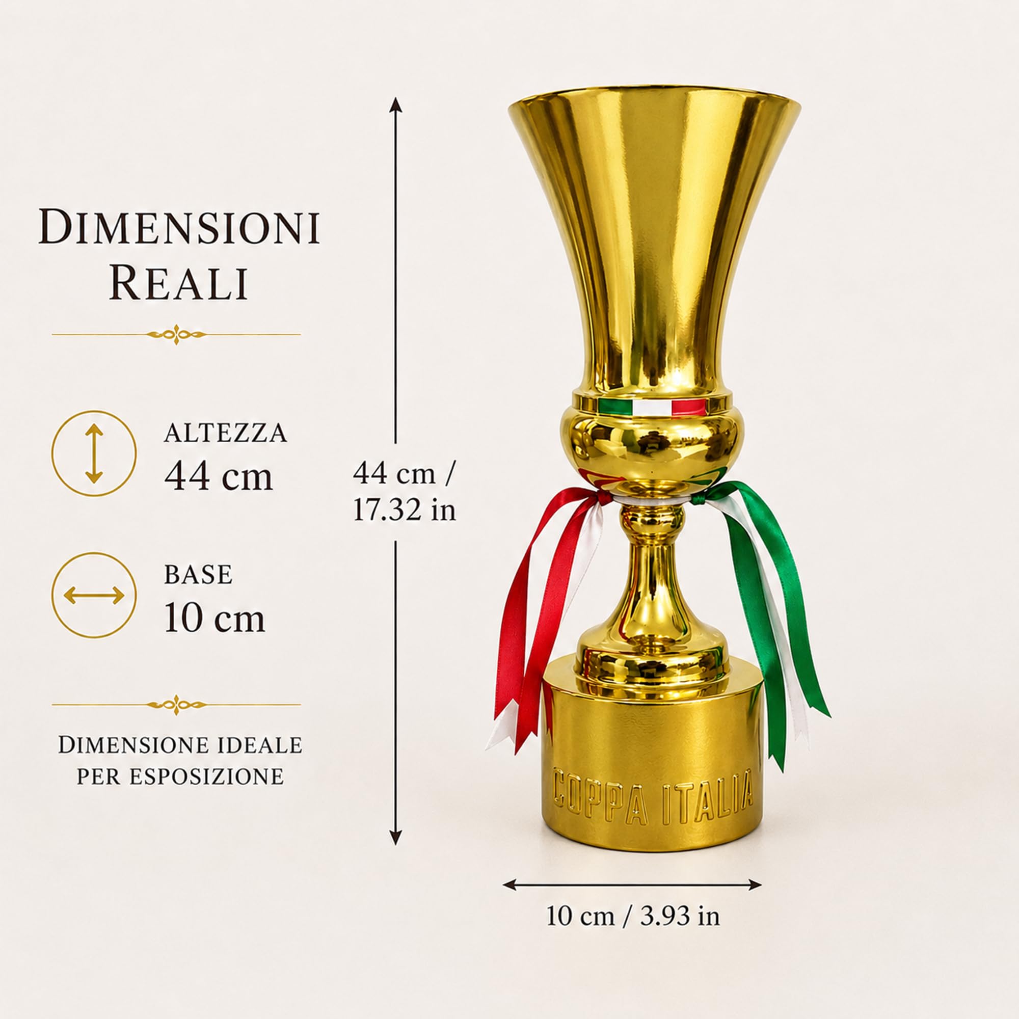 Replica Trofeo Coppa Italia, Trofei Champion da Collezione, Souvenir della League Calcistica, Decorazione per Ufficio, Bar Sportivo e Casa, Regalo Perfetto per Tifosi di Calcio,44cm | Souvenir della League Italiano da Collezione,Decorazione per Ufficio,Ba