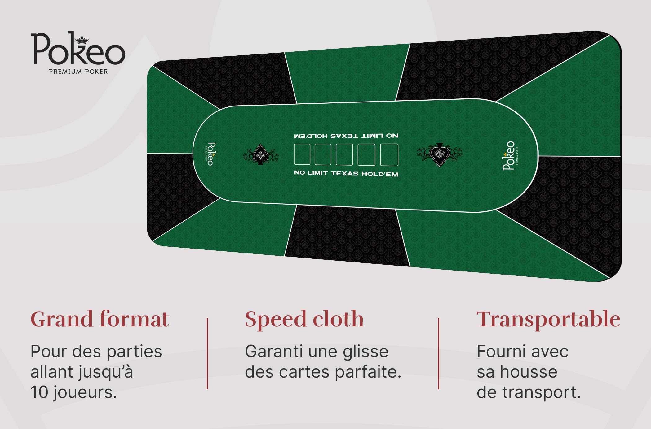 Tapis Poker 180x90 cm Vert Motif - Tapis de Poker Rectangulaire - Tapis de Cartes à Jouer - Tapis de Jeux de Cartes - Tapis Jeu Poker