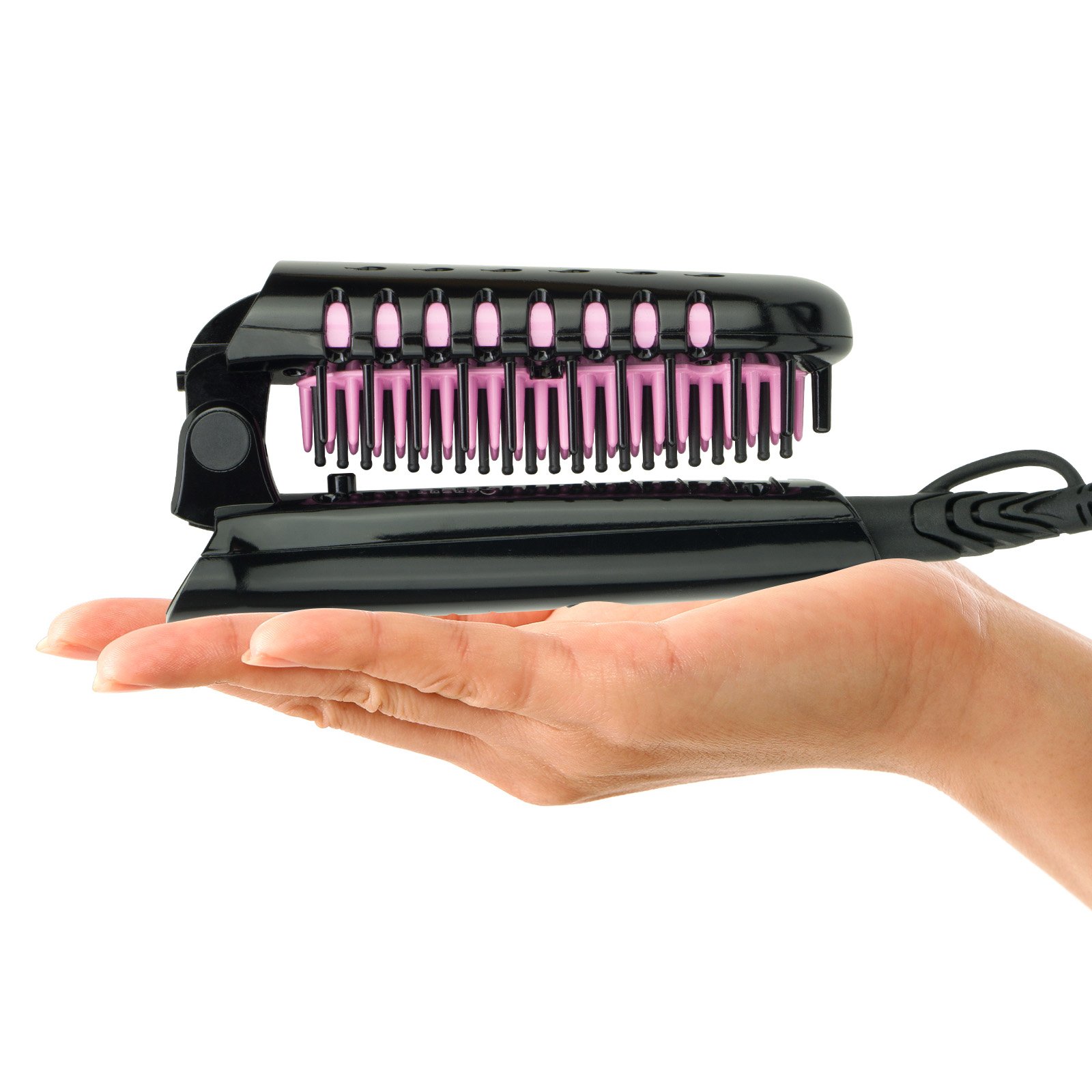 Apalus Foldable Mini Hair Straightening Brush, Ceramic Hair Straightener Brush With Anions Generator For Silky Hair, Anti Scald, Detangling Hair Brush, Perfect For Traveling On The Gym With A Bag