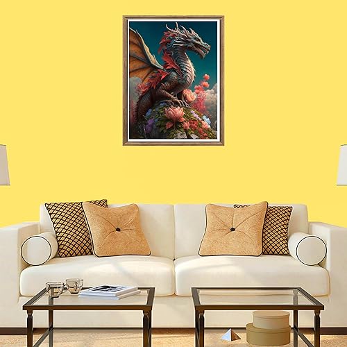 Miniatura 4 de Bimkole Kits de pintura de diamantes 5D para adultos, flor de dinosaurio, taladro completo, juego de bordado de diamantes de imitación, pintura con