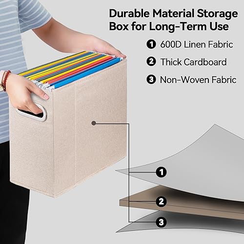 Vista 39 de Paquete de 4 organizadores de archivos tamaño carta, organizador de carpetas de archivos, caja de almacenamiento de tela, organizador de papel Verde