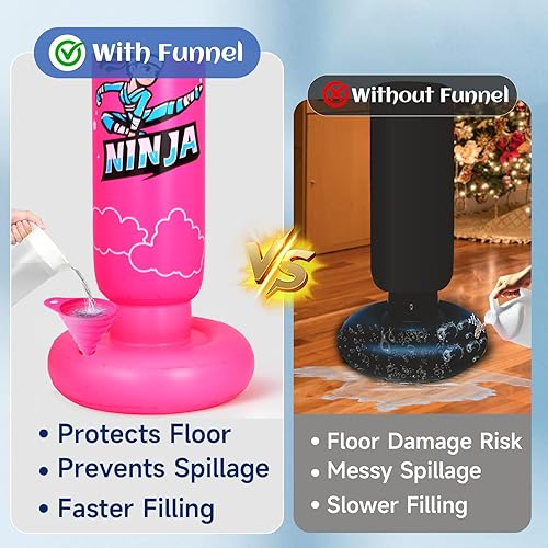 Miniatura 4 de Juego de saco de boxeo 4 en 1 para niños más grandes, bolsa de boxeo inflable Ninja de 66 pulgadas con guantes y bomba de aire, regalos para niños y