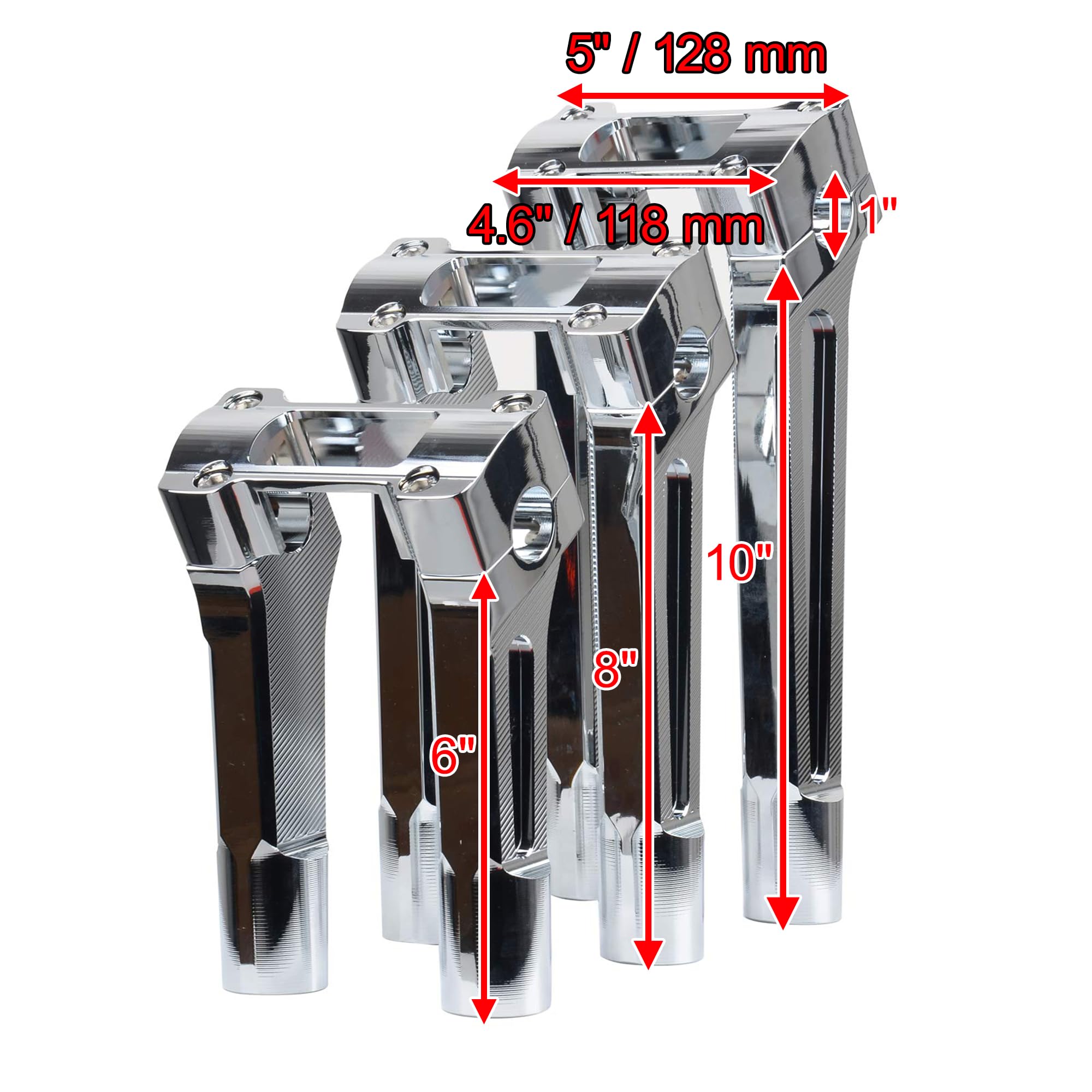 Handlebar Risers 1 Inch High Chrome 4 Inch High Tapered Risers For 1