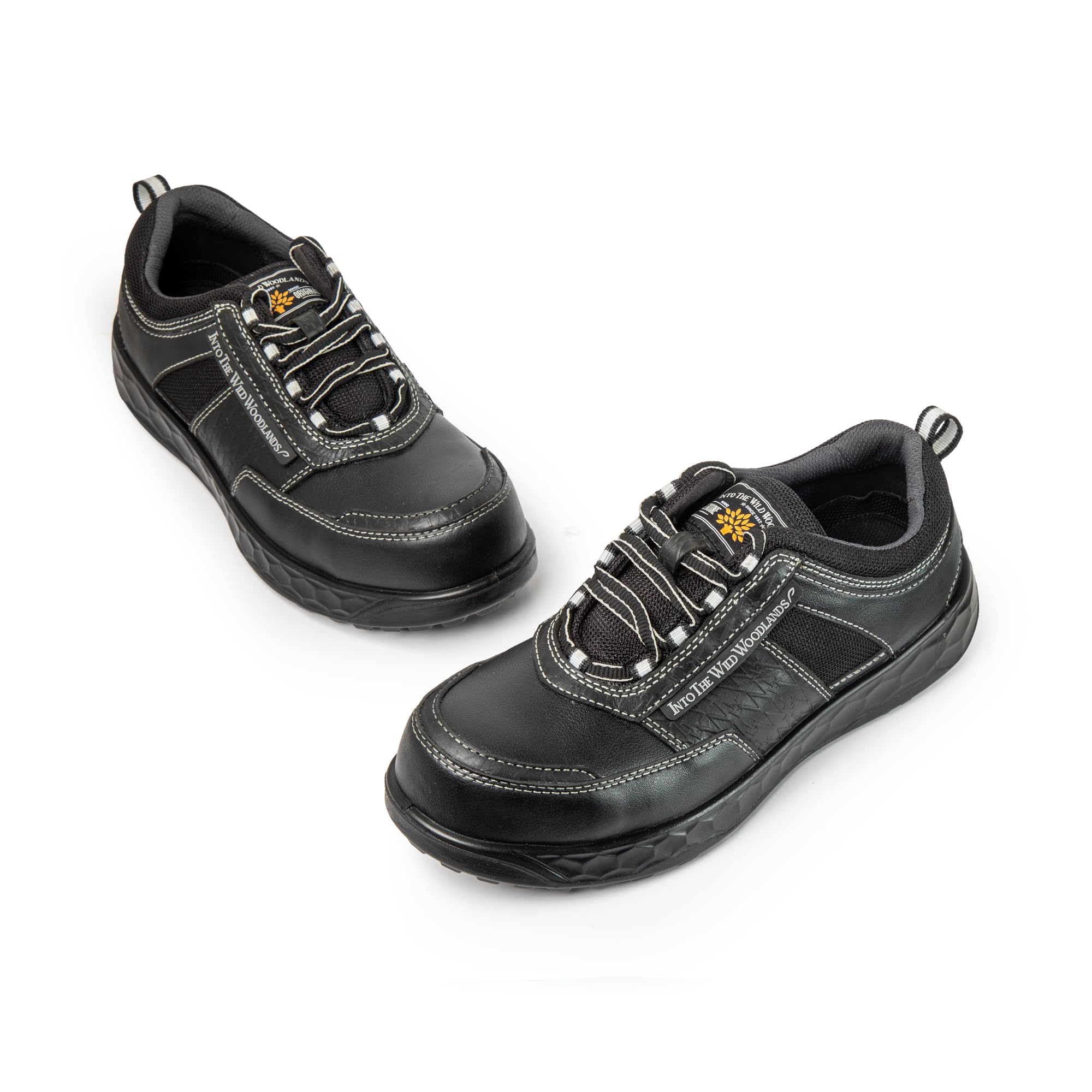 wildguard mf safety shoes for men | oil & fire resistant, anti slip with comfortable grip | waterproof, lightweight, antistatic pu single density with steel toe safety shoe | black