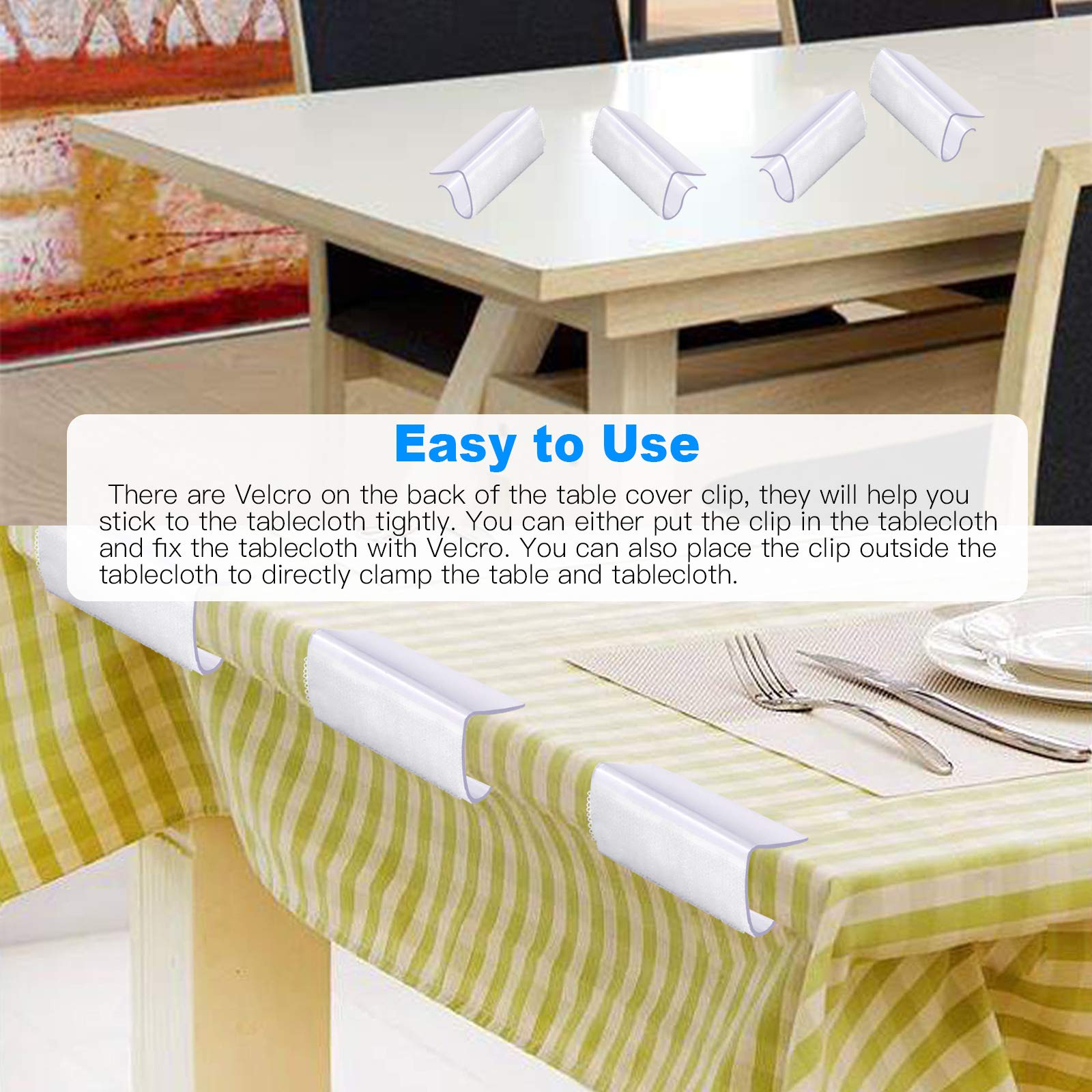 Glarks Lot de 30 pinces à nappe en plastique avec crochet et boucle pour intérieur ou extérieur