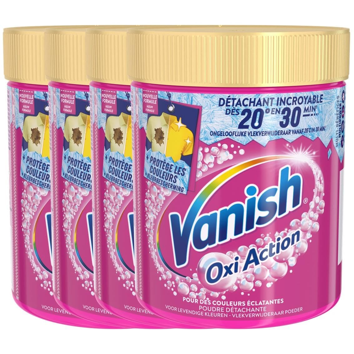 Vanish Oxi Action - Eliminador de manchas eficaz a partir de 20 °C, 4 paquetes de 470 g