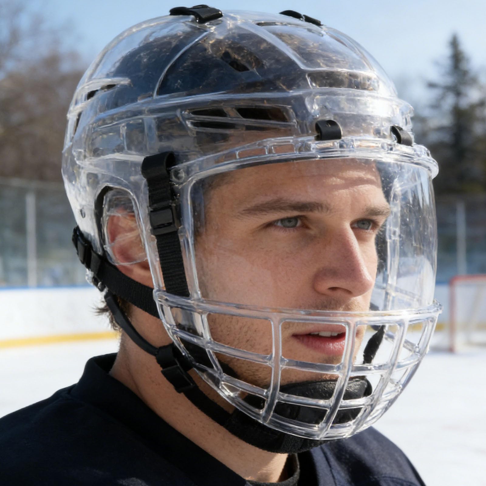 USHOBE Visera Arañazos sobre Casco Hielo Transparente a para de Hockey Diseño Ligero y Fácil de Limpiar, Resistente a Impactos Adulto Juvenil