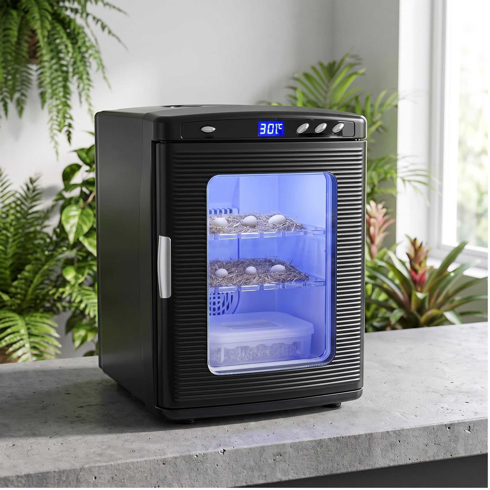 25-Liter-reptilienbrutkasten Mit Digitalem Thermostat, Kühl- Und Heizfunktion Für Wissenschaftliche Labore, Temperaturregelung Von 5 °c Bis 60 °c, Led-Beleuchtung, Black