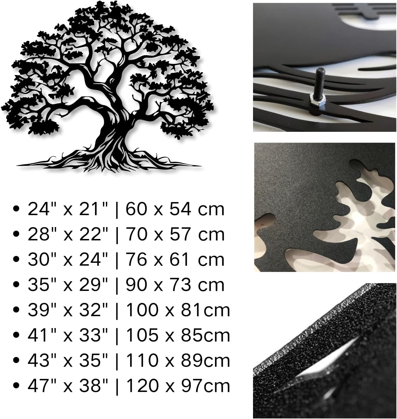 Bisamu Metal Tree Wall Art, Large Tree of Life Decor,Graceful,Black Metal Wall Art,Nature,Life Growth,Outdoor Decoration (39" x 32" | 100 x 81cm)