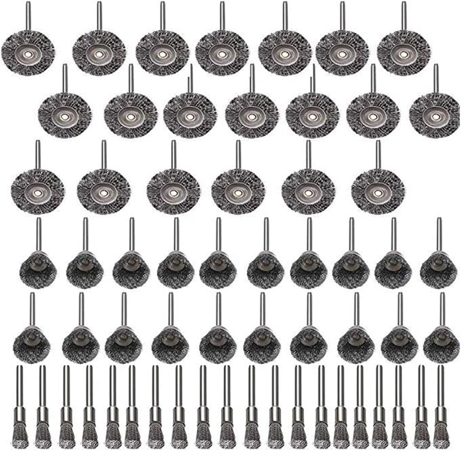 Steel Rotary Brush for 60Pcs 3mm Shank Wire Wheel Brush Mini Drill Rotary Tool for Metal Rust Polishing DUO ER