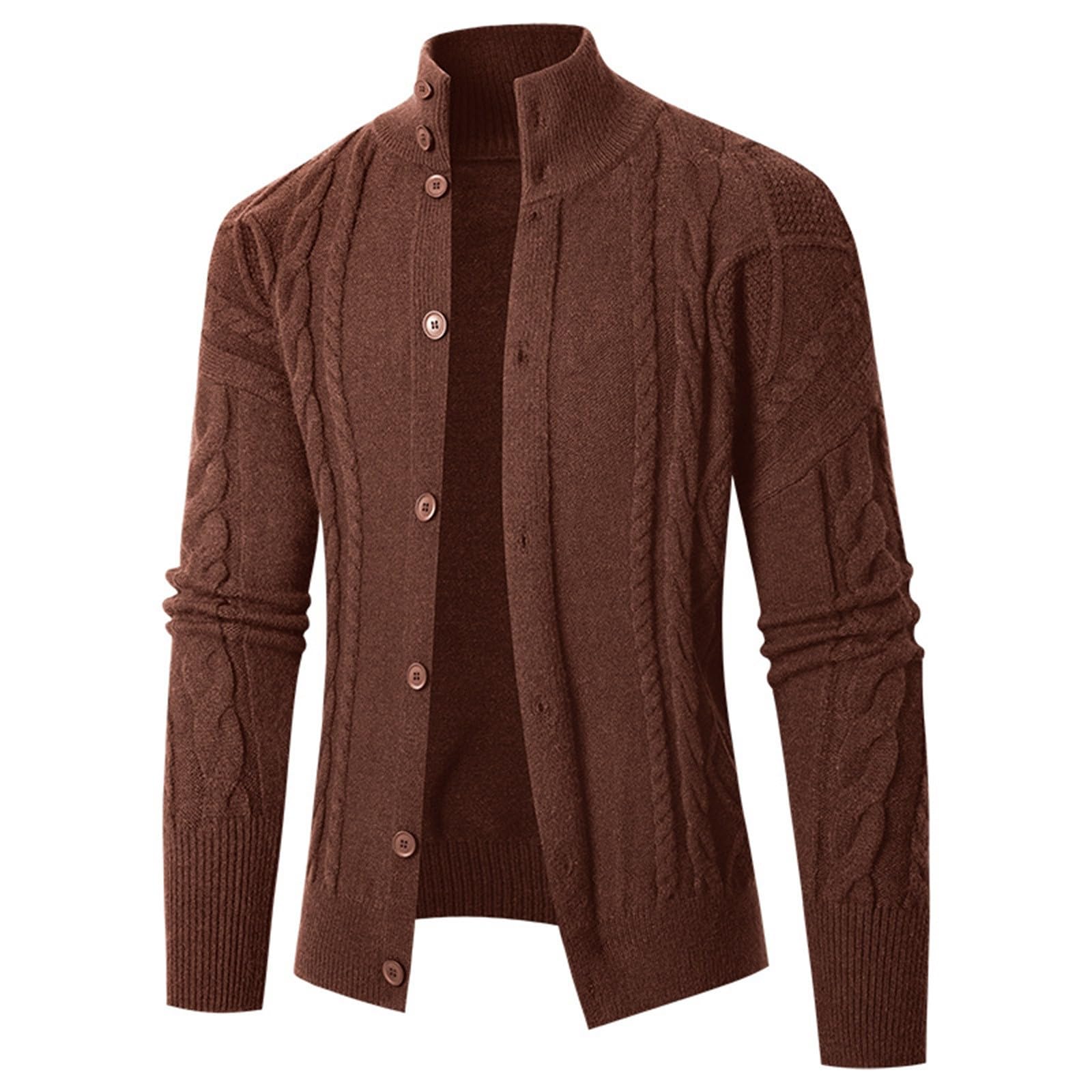 Jersey Cardigan Hombre, Chaqueta Hombre Punto Fino Cuello Chal con Cable Suéte Manga Larga De Color Sólido Elegante Cálido Jersey con Botones Chaqueta De Entretiempo De Punto
