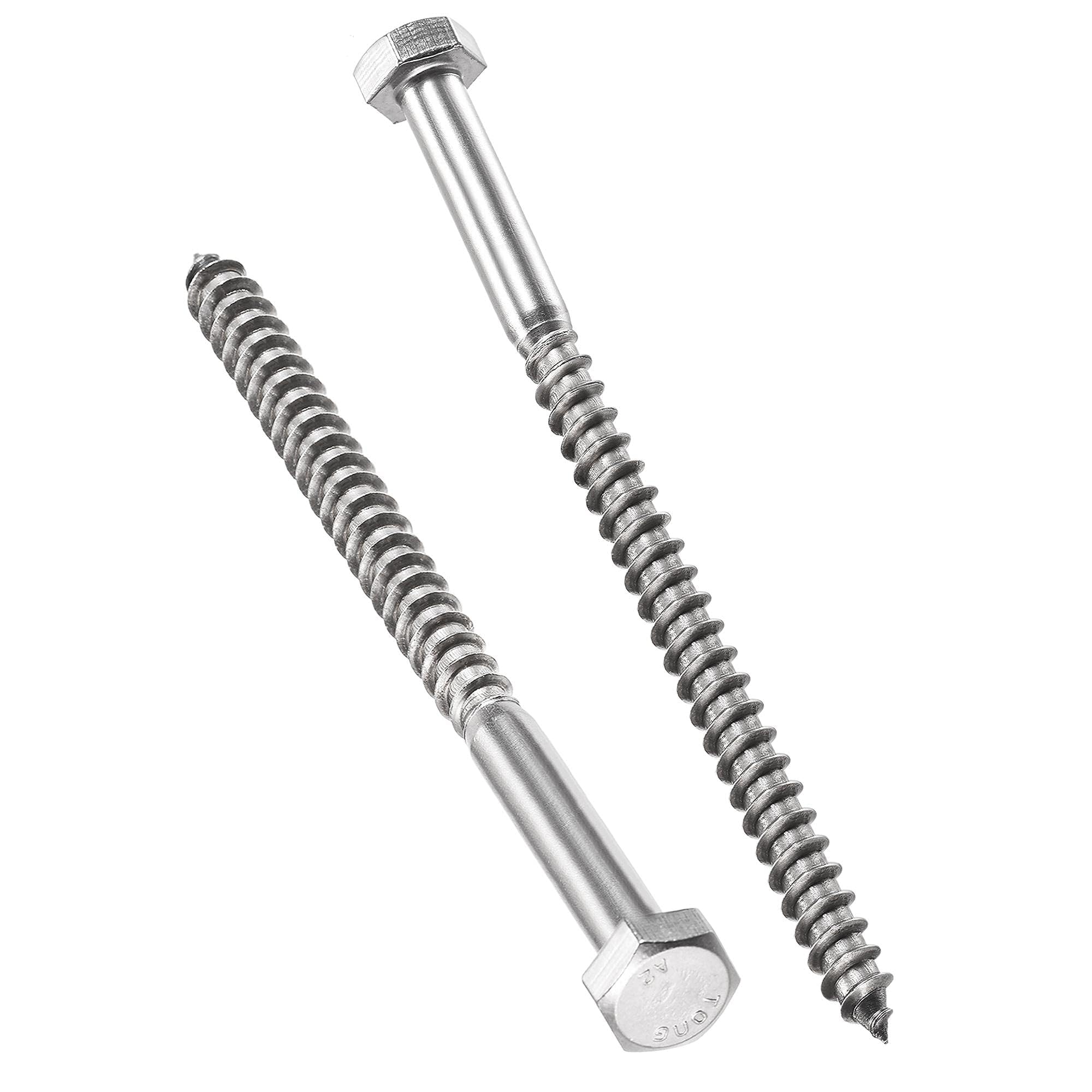 TA-VIGOR 10Pcs Coach Screws, M8 x 120mm Hex Head Lag Bolts, 304 Stainless Steel Sleeper Concrete Wood Screw Hexagon Lag Half Thread Self-Tapping Bolts for Outdoor Use in Decking, Fencing