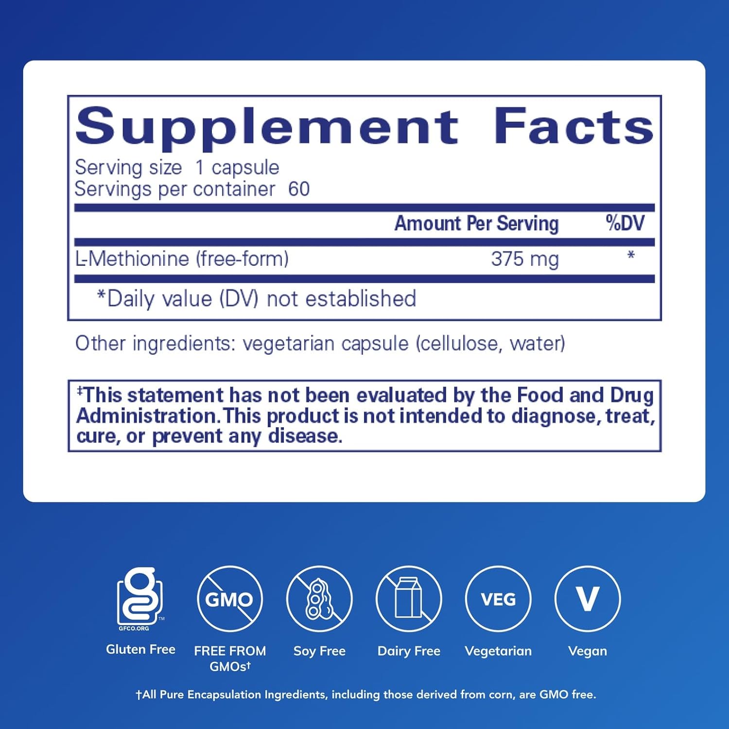 Pure Encapsulations L-Methionine | Glutathione and Amino Acid Supplement for Joints, Liver and Pancreas Support, Antioxidants, and Nervous System* | 60 Capsules