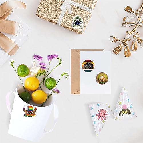 Miniatura 6 de Calcomanías de araña (500 unidades), 10 hojas de calcomanías gráficas de estética de dibujos animados, rollo autoadhesivo para niños, niñas, niños,