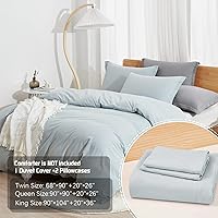 Vista 2 de Dreaming Wapiti Juego de funda de edredón tamaño King, de microfibra lavada, azul aciano, color liso, suave y transpirable, con cierre de cremallera