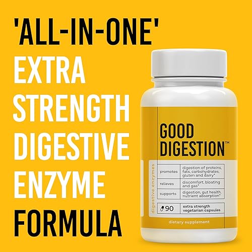Miniatura 2 de Good Digestion - Enzimas digestivas extra fuertes  Fórmula todo en uno  Hinchazón rápida y alivio de gases  Alivio de la digestión para