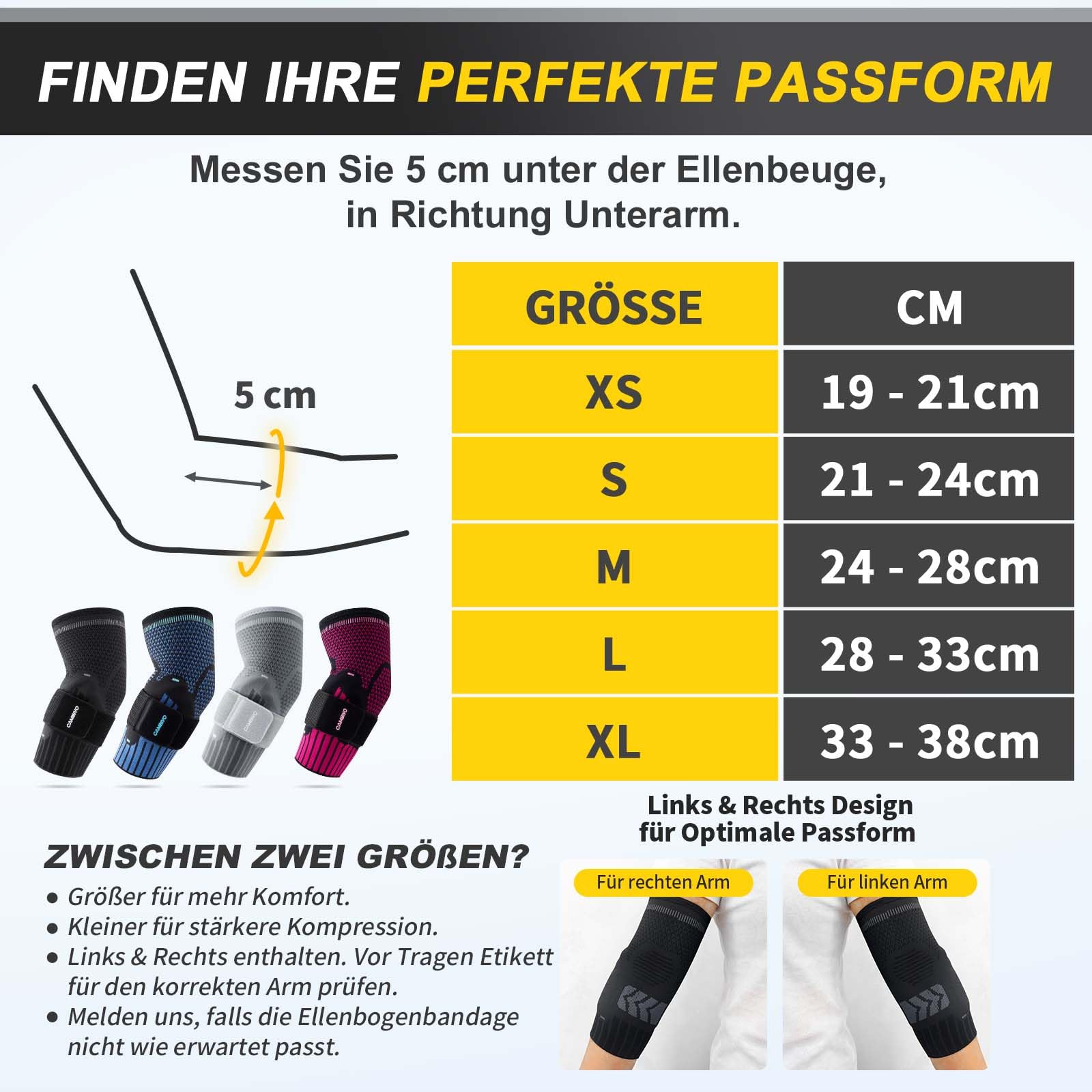 CAMBIVO Ellenbogenbandage mit Dual Silikonpolster für Tennisarm & Golferarm, Kompressions Arm Sleeve mit Verstellbarem Riemen, Bandage Ellenbogen Herren Damen für Sport & Schmerzlinderung
