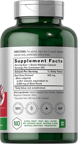 Miniatura 2 de Horbäach Cápsulas de polvo de raíz de remolacha de 8000 mg  320 píldoras  Fórmula sin OMG, sin gluten  Suplemento de extracto de hierbas de alta