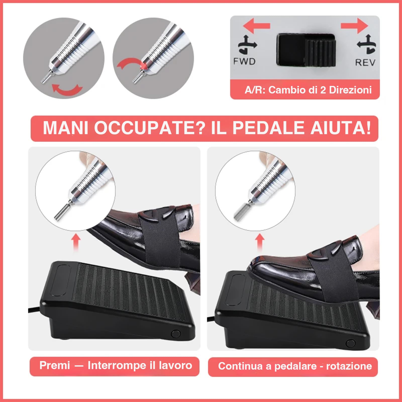 VOLTIX Fresa per Unghie Professionale, Lima Elettrica per Unghie 35000 giri/min, Elettrico Portatile Strumento di Manicure e Pedicure, Frese per Unghie per Uso Salone e Domestico