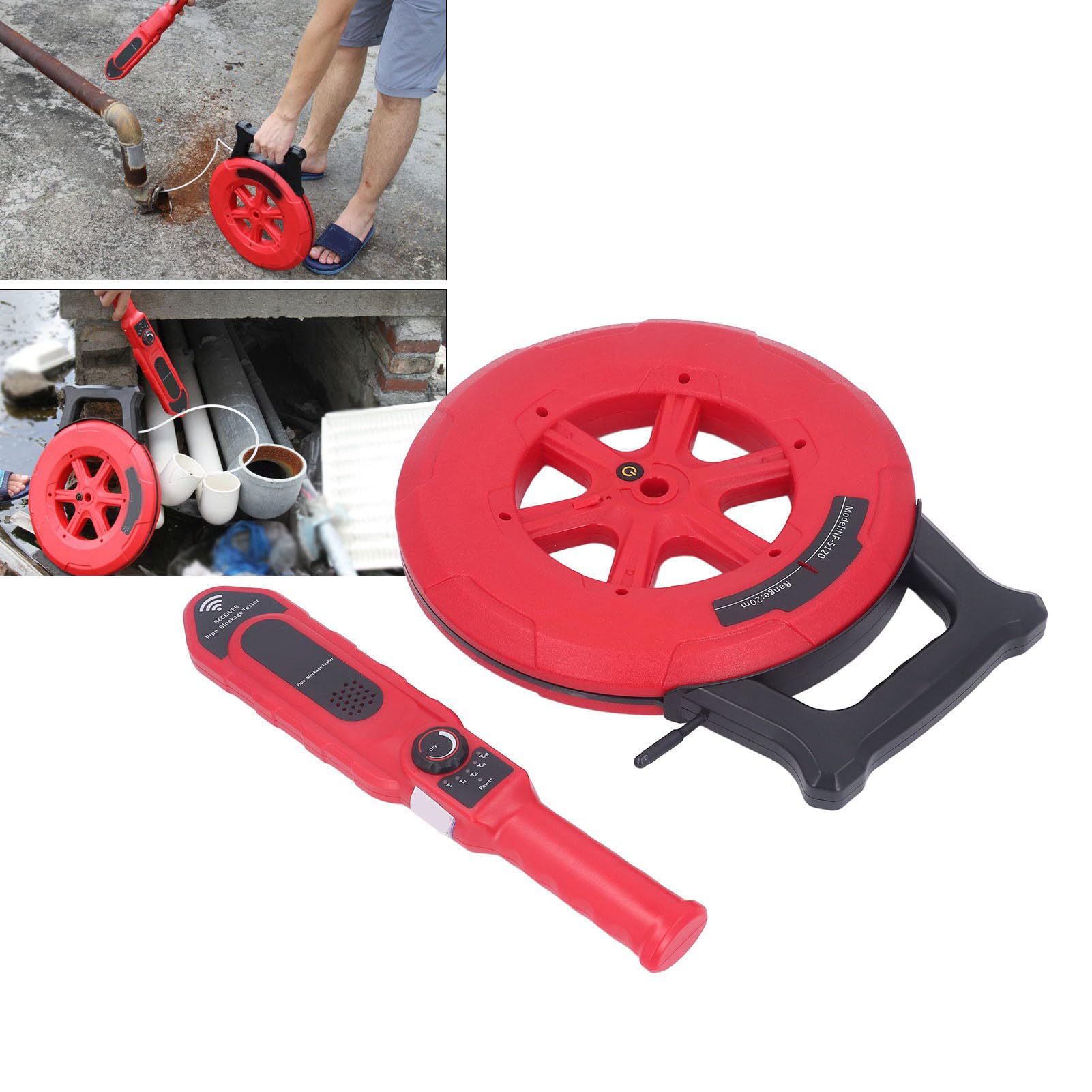 Detector de Obstrucción de Tuberías, 7 Sondas Localizador de Bloqueo de Obstrucción de Tuberías Subterráneas Escáner de Pared NF‑5120
