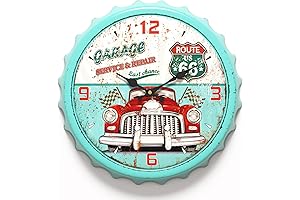 13 Inch Vintage Garage Wall Clock: Retro Bottle Cap Design for Rustic Charm