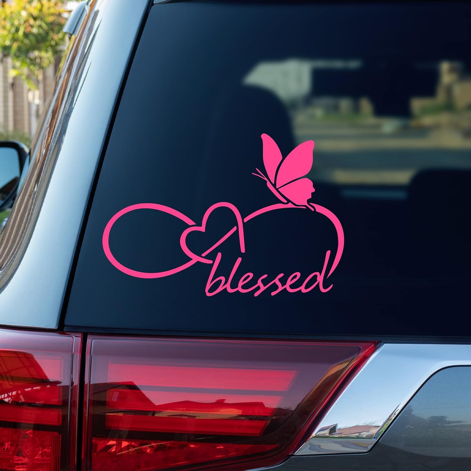 Blessed Butterfly Infinity Heart Decal – 8.6“ x 5.8" Waterproof Vinyl Sticker for Car, Truck, Window, Bumper, Laptop, Wall (Holographic)