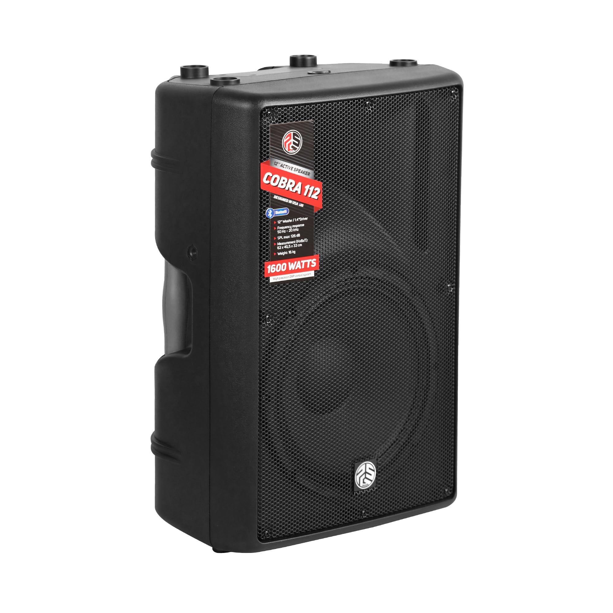 (Pair) Cobra 112 Professional Active Speaker 1600 Watts with Bluetooth PA Speaker, (2) Speaker Stands and (2) XLR Cables, Ideal for Musicians, Churches, DJs. (Cobra 112A (Pair with Stands and Cables)