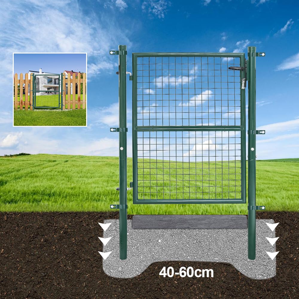 Cancello Da Giardino In Metallo 125x100 Cm Verde Con Serratura - Porta Recinzione - Foto 5