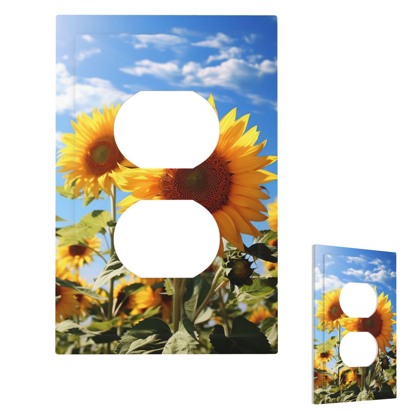 Aceprints Duplex Beautiful Sunflower Wall Plate Cover Modern Decorative Light Switch Cover Unbreakable Receptacle Outlet Covers For Living Room Bedroom Decor