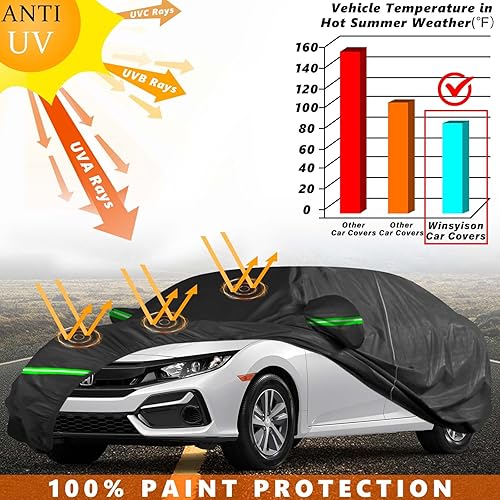Miniatura 5 de Winsyison Fundas impermeables para automóvil Honda Civic 1991-2022 190T, impermeables, para todo tipo de clima, sol, lluvia, UV, protección contra