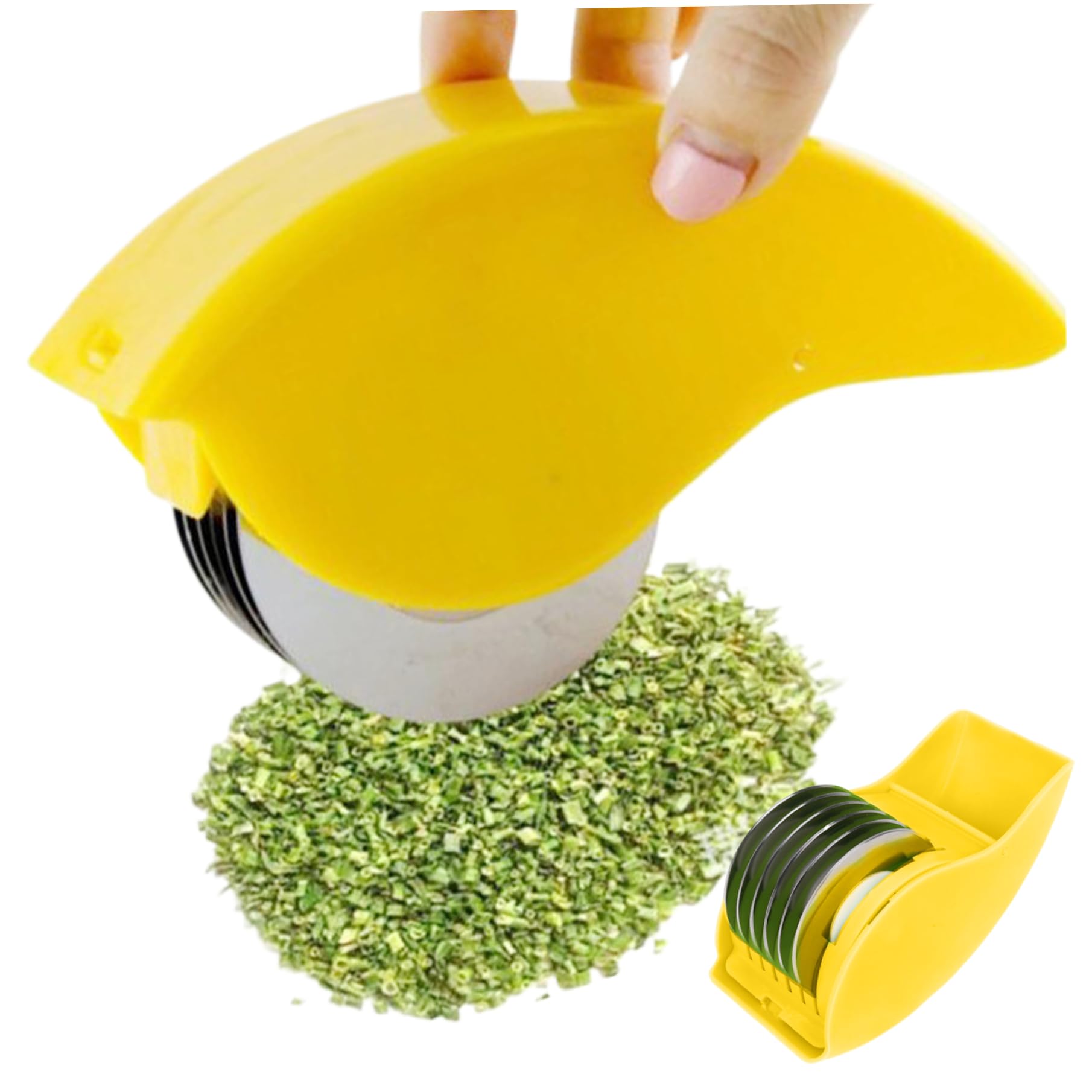 Peosaard Yellow Parsley Chopper, Herb Roller With 6 Blade Manual Herb Chopper Stainless Steel Pp Cutter Sharp Detachable Washable Choppers For Cilantro Scallion Parsley Roller