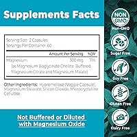 Vista 3 de Divinity Nutra Suplemento de complejo triple de magnesio, 300 mg de glicinato de magnesio, malato y citrato para músculos, nervios y energía, alta